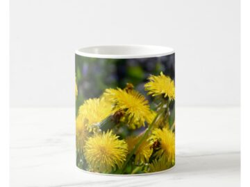 Dandelion on coffee mug