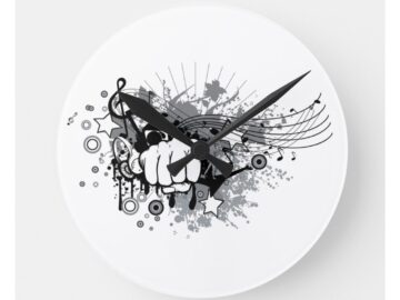 Fist and music design on clocks